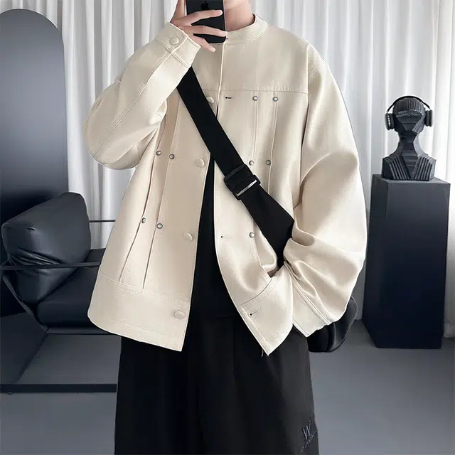 拓菲 新中式解构拼接外套男款春秋季设计感立领痞帅高级感宽松上衣夹克 男女同款