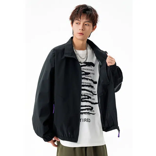 拓菲 纯色外套女款早秋巨好看运动棒球服防风冲锋衣夹克 男女同款