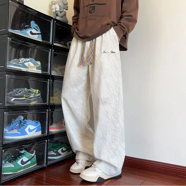 拓菲 美式灯芯绒裤子男款秋季潮牌扎染卫裤小众设计感彩色抽绳休闲裤 男女同款