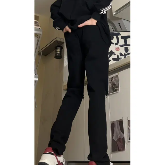 拓菲 夏季美式高街破洞直弹力宽休闲牛仔裤 男女同款
