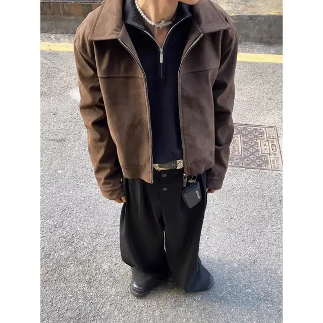 拓菲 春秋季绒皮翻领美拉德休闲痞帅工装复古正肩巴恩风外套男高级感短款夹克 男女同款