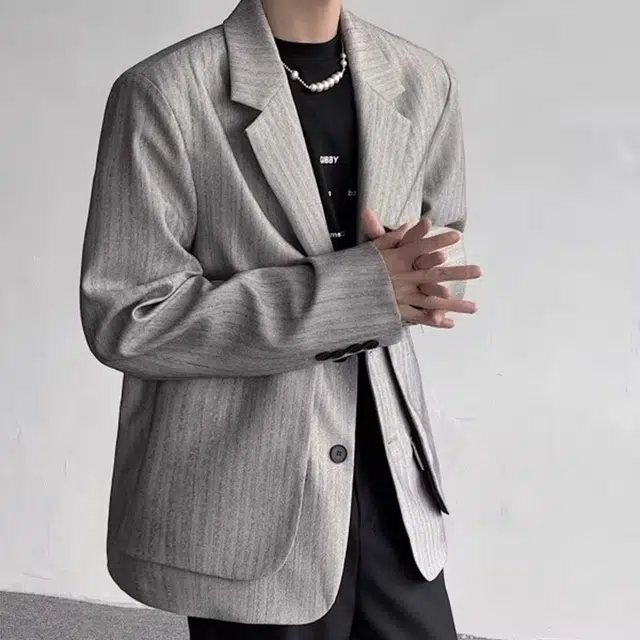 拓菲 假两件西服外套男款秋冬高级感痞帅老钱风垫肩成熟稳重西装 男女同款
