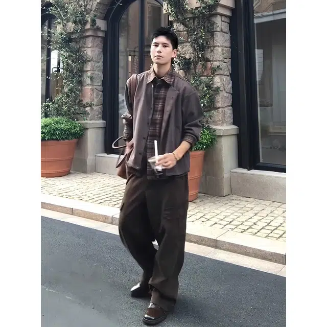 拓菲 秋季高端设计感拼接假两件纽扣开衫男士宽松轻奢外套针织衫 男女同款