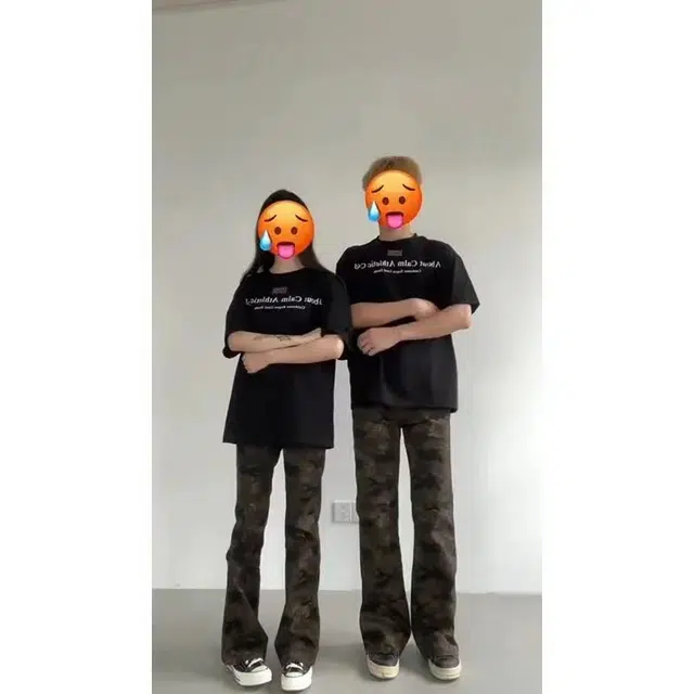拓菲 迷彩牛仔裤夏季薄款微喇高街裤子潮牌痞帅炸街工装长裤 男女同款