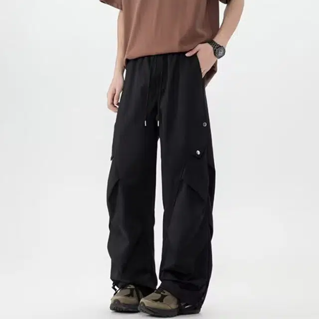 拓菲 美式重磅褶皱工装裤宽松潮流阔腿百搭休闲裤 男女同款