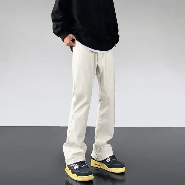 雅鹿 美式复古简约高街休闲舒适直筒牛仔裤 男女同款