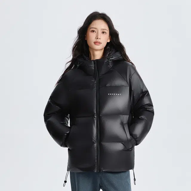 雅鹿 蓄热网布无性别主义纯色简约户外通勤防风保暖休闲百搭加厚柔软舒适连帽面包羽绒服 男女同款