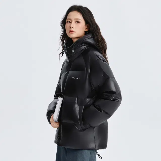 雅鹿 蓄热网布无性别主义纯色简约户外通勤防风保暖休闲百搭加厚柔软舒适连帽面包羽绒服 男女同款