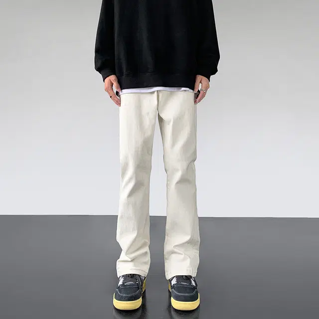 雅鹿 美式复古简约高街休闲舒适直筒牛仔裤 男女同款