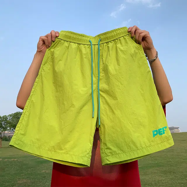 雅鹿 美式街头多巴胺配色趣味五分印花图案宽松系带运动休闲短裤 男女同款