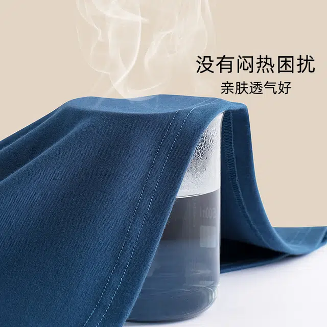 芬腾可安 休闲简约舒适亲肤圆领短袖长裤可外穿睡衣套装 男款 图片色