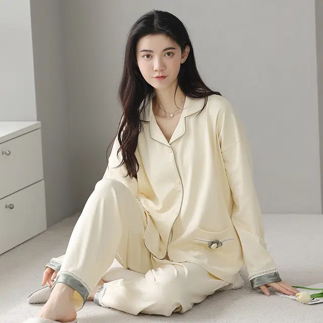 芬腾可安 简约长袖长裤高级感休闲睡衣套装 女款