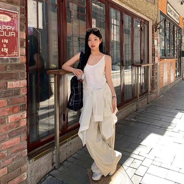 黑恐龙 吊带女外穿美背宽松纯棉慵懒风无袖上衣 背心 女款