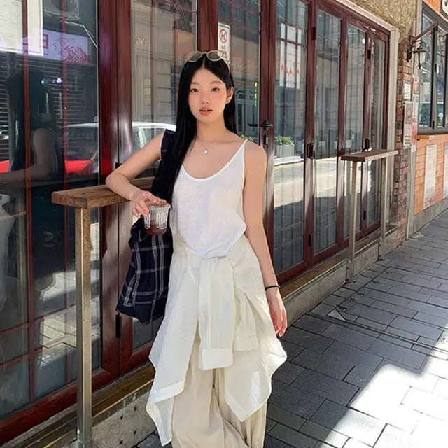 黑恐龙 吊带女外穿美背宽松纯棉慵懒风无袖上衣 背心 女款