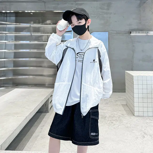 俞兆林户外服 简约连帽舒适长袖防晒服 儿童款
