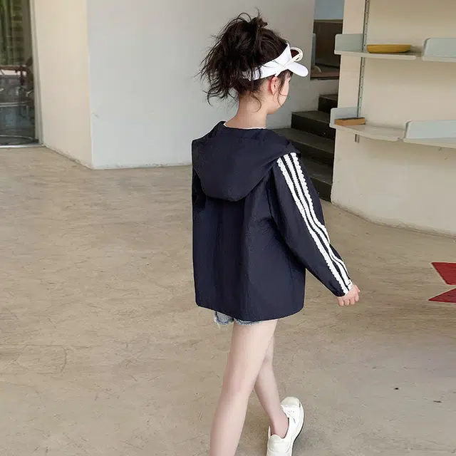 俞兆林防晒服 简约舒适连帽长袖 藏青色 儿童款
