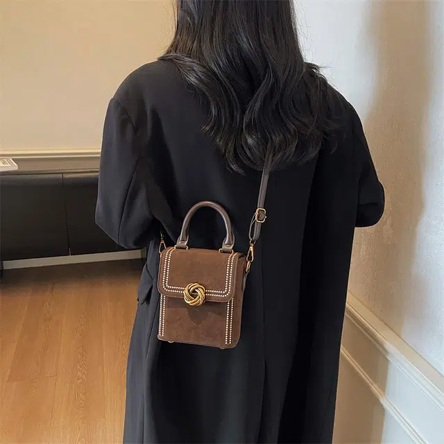 度森袋鼠 美拉德放手机的小包包复古手提小方包洋气时尚单肩 皮绒 斜挎包 常规 女款 多色