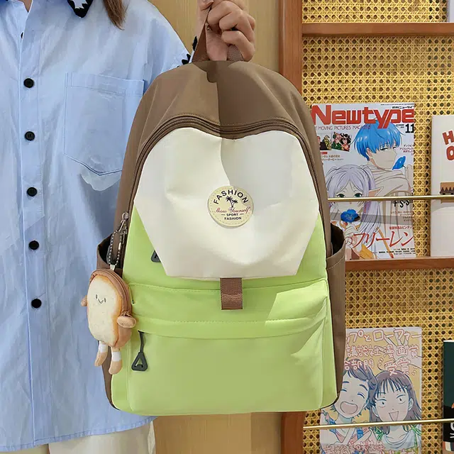 度森袋鼠 高颜值时尚百搭休闲森系撞色初高中上课背包 尼龙 双肩包 女款 多色