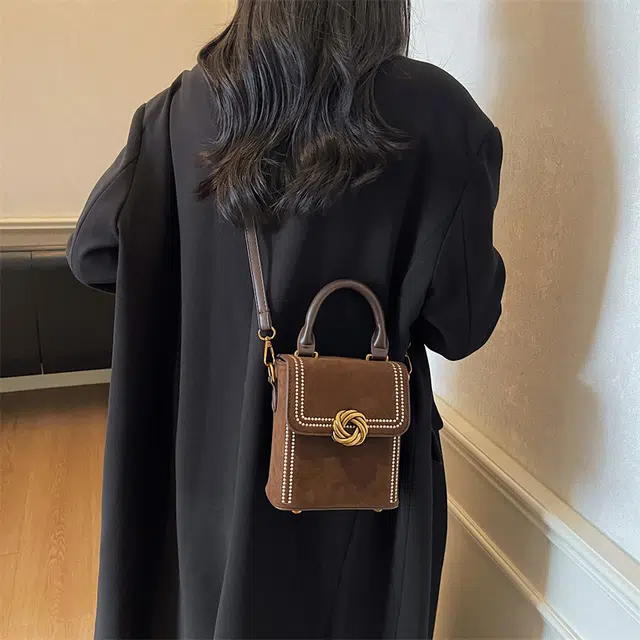 度森袋鼠 美拉德放手机的小包包复古手提小方包洋气时尚单肩 皮绒 斜挎包 常规 女款 多色