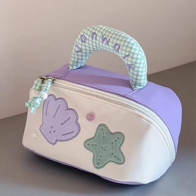 吉圣瑞 小众设计卡通少女出游随身化妆包便携分层可爱洗漱包化妆包 收纳便携