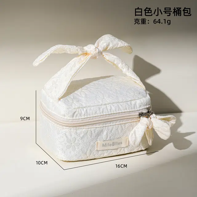 吉圣瑞 小香风蝴蝶结高颜值清新糖果色收纳包旅行便携手提化妆品护肤品收纳包洗漱包