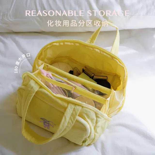 吉圣瑞便携大容量手提化妆品收纳包粉色旅行洗漱包化妆包 收纳便携