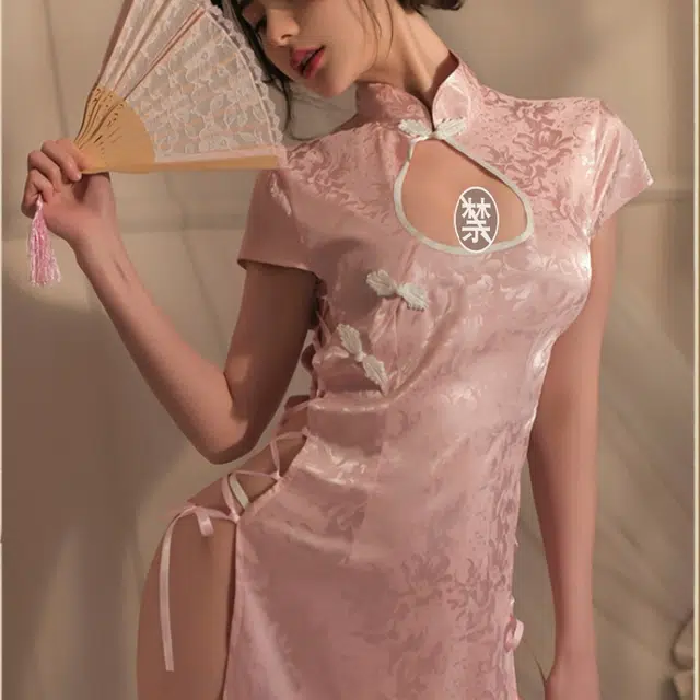 崇朵  情趣内衣盘扣绑带旗袍大码性感免脱小胸制服诱惑约会战袍睡衣高级感
