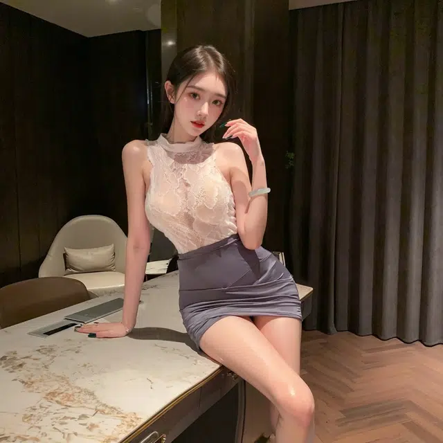 崇朵  吊带蕾丝上衣包臀裙情趣内衣 大码性感免脱小胸制服诱惑约会战袍