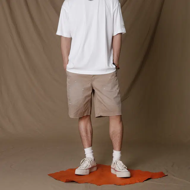 实年服工 质感水洗泼墨纯棉休闲五分裤工装短裤 男款