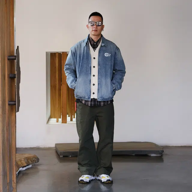 实年服工 复古时尚休闲百搭牛仔外套 男款 复古蓝