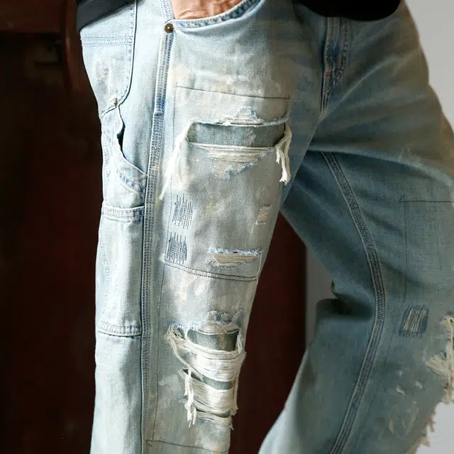 实年服工 水洗直筒宽松百搭休闲牛仔裤 男款