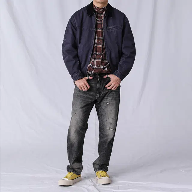 实年服工 美式复古休闲纯色长袖夹克外套 男款
