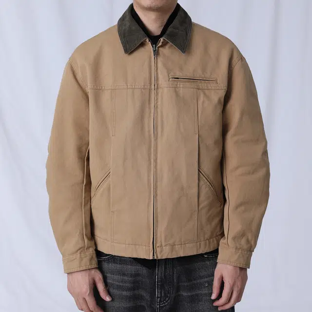 实年服工 美式复古休闲纯色长袖夹克外套 男款