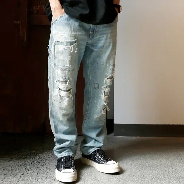 实年服工 水洗直筒宽松百搭休闲牛仔裤 男款