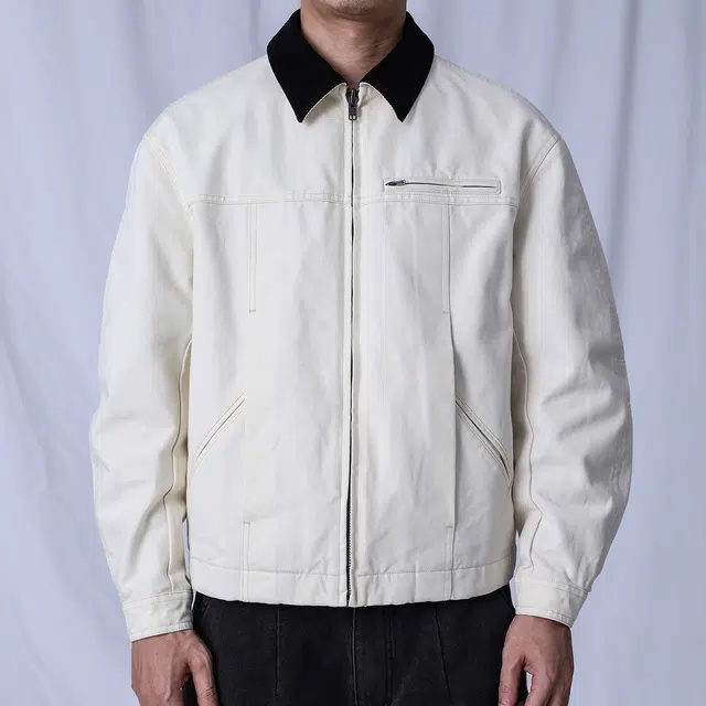 实年服工 美式复古休闲纯色长袖夹克外套 男款