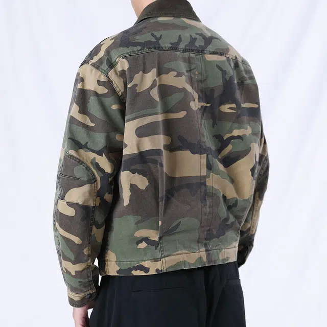 实年服工 美式复古水洗经典迷彩翻领休闲时尚舒适百搭夹克外套 男款