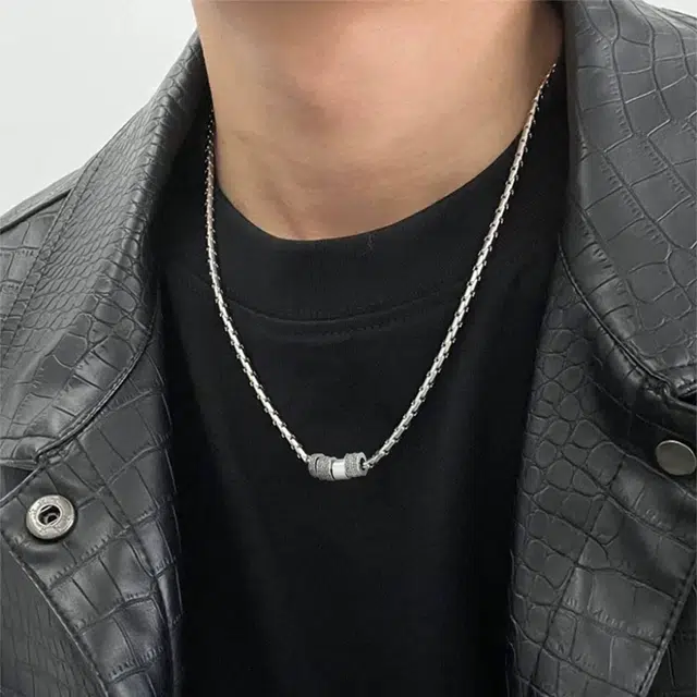 极昼 圆环转运珠镶钻简约时尚独特设计 轻奢优雅气质冷淡风潮流小众个性高级感经典百搭男友好运礼赠 钛钢 项链 男女同款情侣款