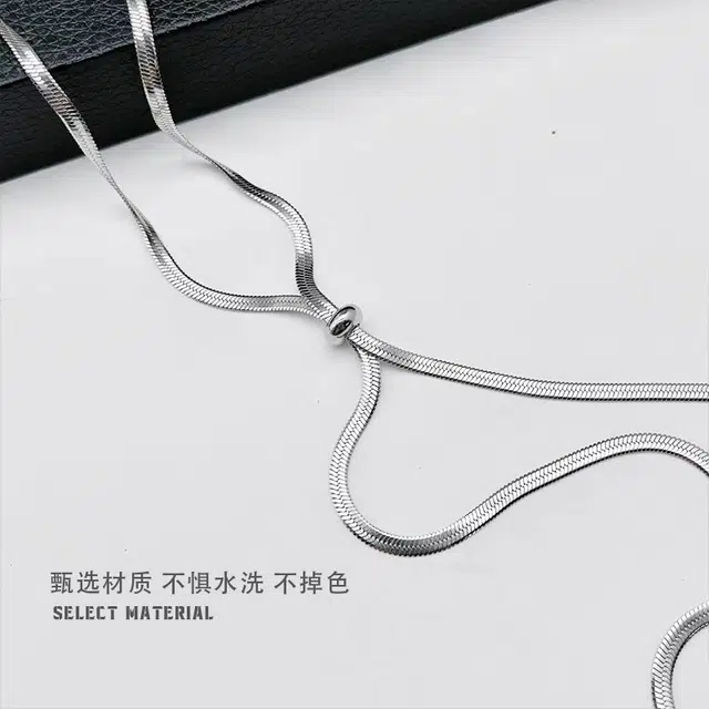 极昼 明星同款抽拉式链条长款设计精致轻奢高级感毛衣链 简约小众双层叠戴流苏多种戴法可锁骨链 钛钢 项链 男女同款情侣款