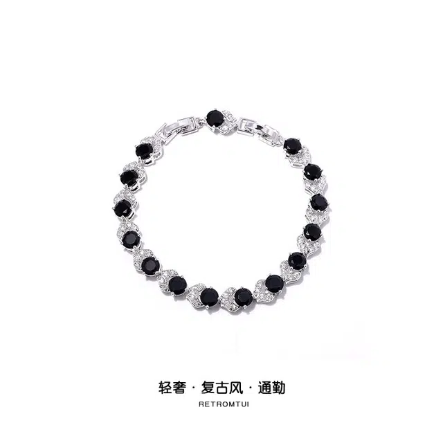 极昼 超闪花蕾微镶锆石圆形花朵轻奢时尚复古设计小众个性创意高级感潮流街头痞帅日常休闲通勤百搭 合金 手链 男女同款情侣款