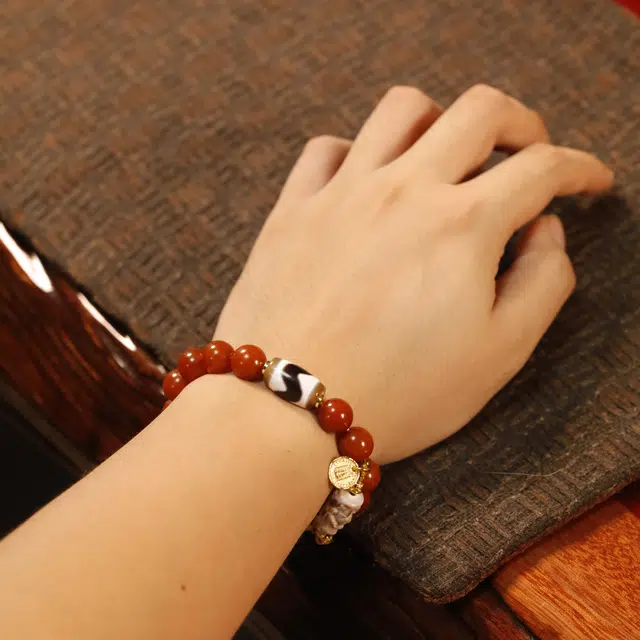 极限弧 时尚高级小众中式藏式九眼天珠民族风护身佛珠#好运 玛瑙 手串 男女同款情侣款