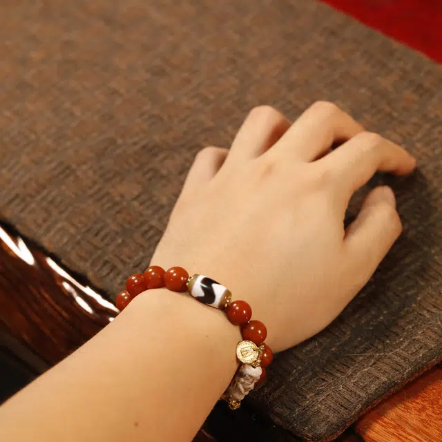 极限弧 时尚高级小众中式藏式九眼天珠民族风护身佛珠#好运 玛瑙 手串 男女同款情侣款
