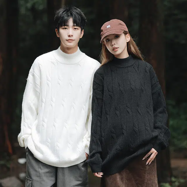 棉基因 文艺风不规矩结构设计款慵懒软糯纯色百搭打底针织上衣保暖防寒时尚宽松休闲毛衣 男女同款