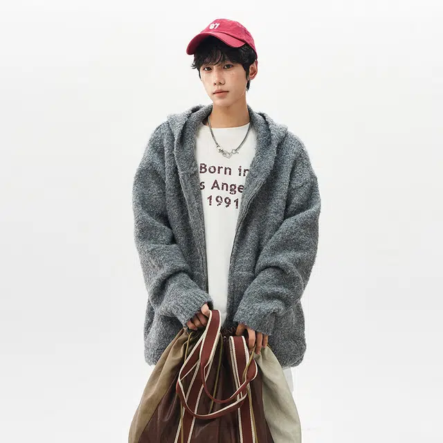 棉基因 美式复古高级感连帽基础款简约慵懒风宽松保暖舒适休闲百搭纯色学院风优雅针织毛衣 男女同款