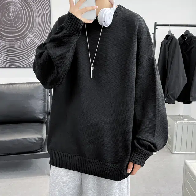 棉基因 美式学院风高级感针织纹理纯色简约长袖立领拉链套头上衣保暖宽松休闲毛衣 男女同款