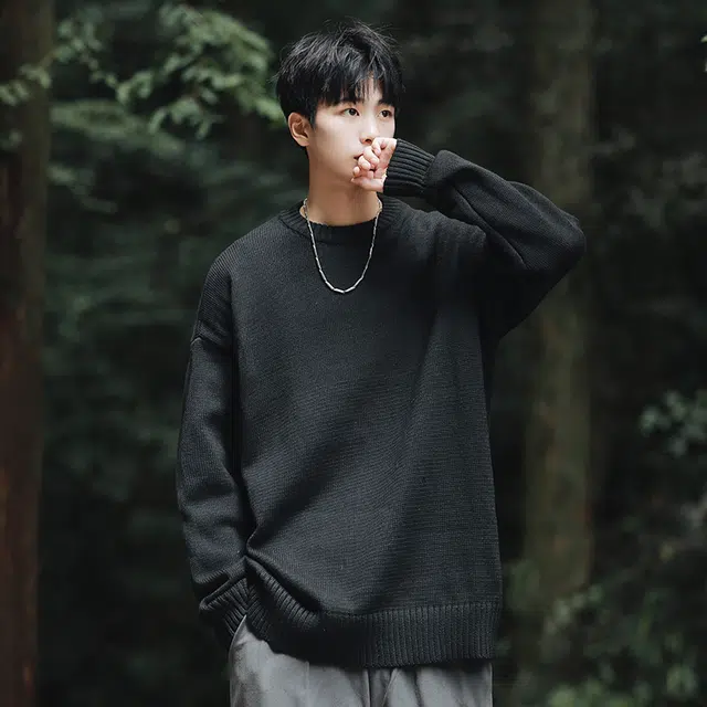 棉基因 美式学院风高级感针织纹理纯色简约长袖立领拉链套头上衣保暖宽松休闲毛衣 男女同款