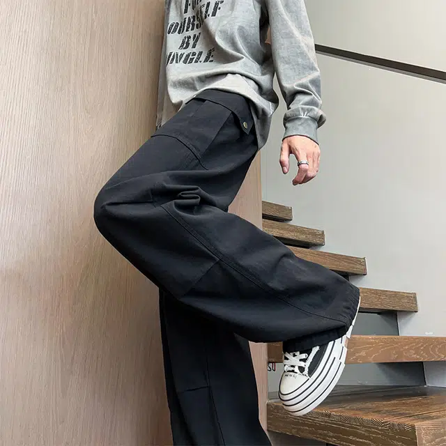 棉基因 纯色纯棉美式高街复古简约宽松直筒垂感舒适时尚潮流百搭工装牛仔裤 男女同款