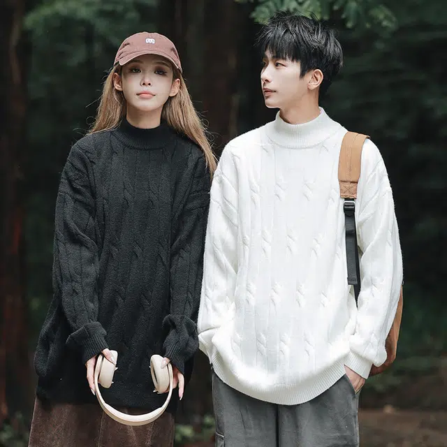 棉基因 文艺风不规矩结构设计款慵懒软糯纯色百搭打底针织上衣保暖防寒时尚宽松休闲毛衣 男女同款