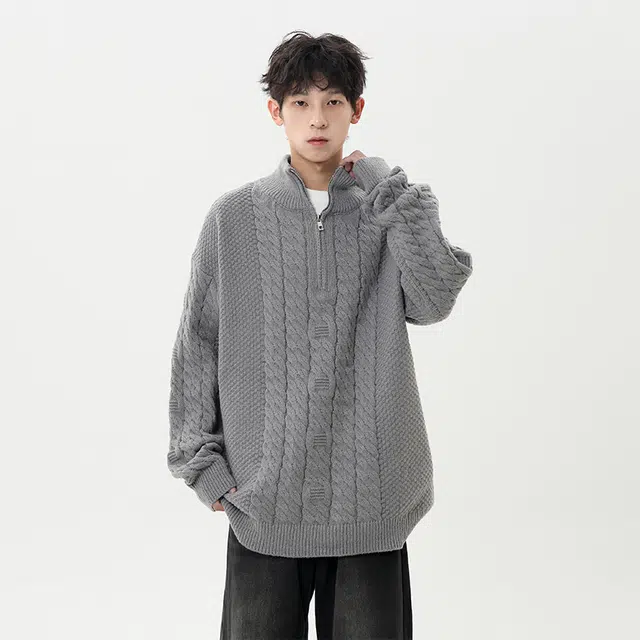 棉基因 文艺风不规矩结构设计款慵懒纯色潮流百搭打底针织上衣保暖防寒时尚宽松休闲毛衣 男女同款