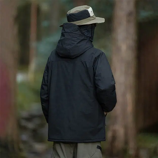 棉基因 山系户外 高街复古工装教练飞行服防风防水宽松简约拼色落肩拼接撞色舒适休闲百搭保暖连帽夹克 男女同款