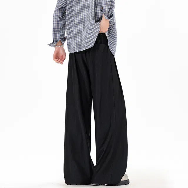 棉基因 美式高街纯色基础款复古运动宽松大码简约直筒垂感拖地中腰弹力系带日常通勤百搭休闲裤 男女同款